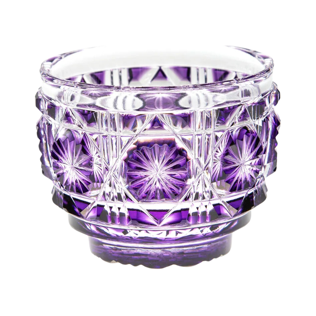 Satsuma Kiriko Hand Cut PURPLE Small Sake Cup  (Made in Japan)